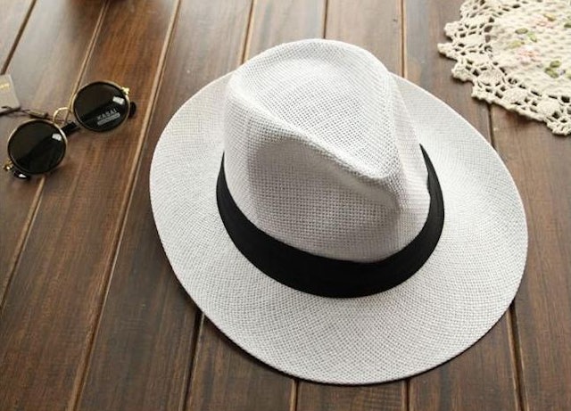 No Brand  หมวก Panama สีขาวหรือ Off-White ปีกแคบ 1