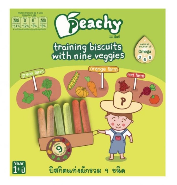 Peachy Biscuits บิสกิตแท่งผักรวม 9 ชนิด 1