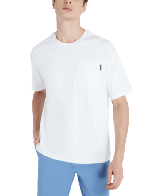 GIORDANO เสื้อยืดสีขาว รุ่น Oversize Pocket Tee 1