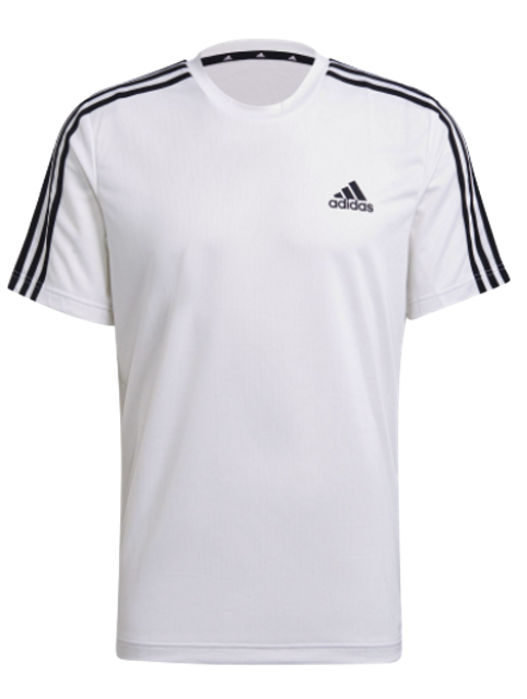 Adidas  เสื้อยืดสีขาว รุ่น AEROREADY Designed To Move Sport 3 - Stripes  1