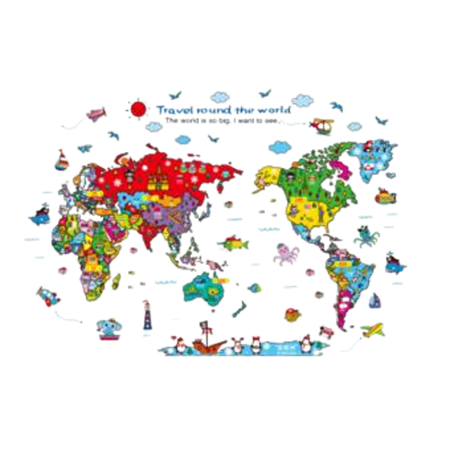 Zooyoo แผนที่โลกแบบสติกเกอร์ติดผนังแบบถอดออก 1