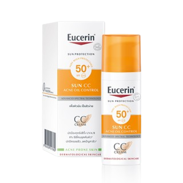 Eucerin ครีมกันแดดผสมรองพื้น Sun CC Cream Acne Oil Control 1
