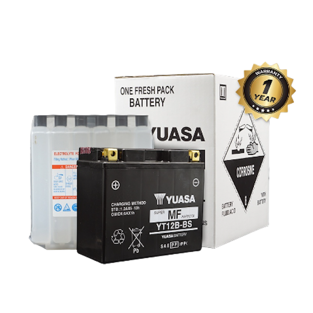 แบตเตอรี่รถมอเตอร์ไซค์ YUASA รุ่น YT12B-BS